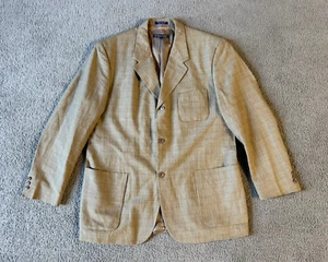 VTG Structure Men's Tan Linen & Cotton Sport Coat Blazer - Size 44R - Picture 1 of 6
