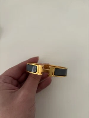 Hermes Clic H Bracelet Gold And Light Grey - Image 1 of 3