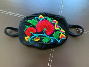Mexican Embroidered Washable Face Mask Floral Flowers Red Yellow Green Blue Pink - Picture 1 of 2
