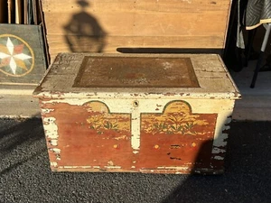 Antique Painted Blanket Chest Signed Hershey PA Primitive Pine - Picture 1 of 11