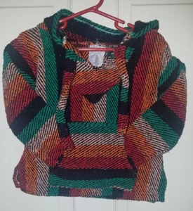 MEXICAN BAJA HOODIE WITH TIES & POCKET WARM BOYS OR GIRLS SIZE 4 - Picture 1 of 8