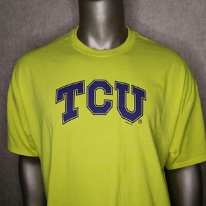 Tcu Horned Frogs Short Sleeve T Shirt Size 2XL Mens Safety Green NCAA - Picture 1 of 7