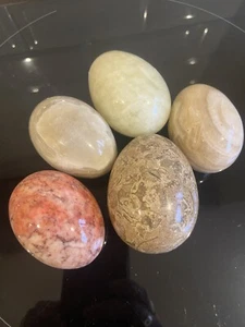Vintage 5 Collectable Marble Eggs Decorative Neutral Colours Mottled Pale - Picture 1 of 2