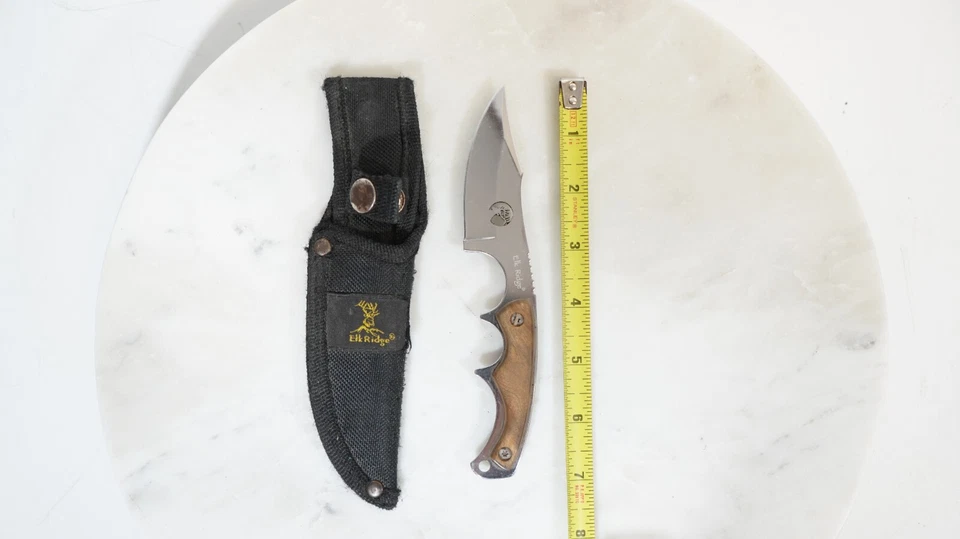 Cuchillo de hoja fija de caza Full Tang de madera marrón Elk Ridge 534 + funda Foto 1 de 3