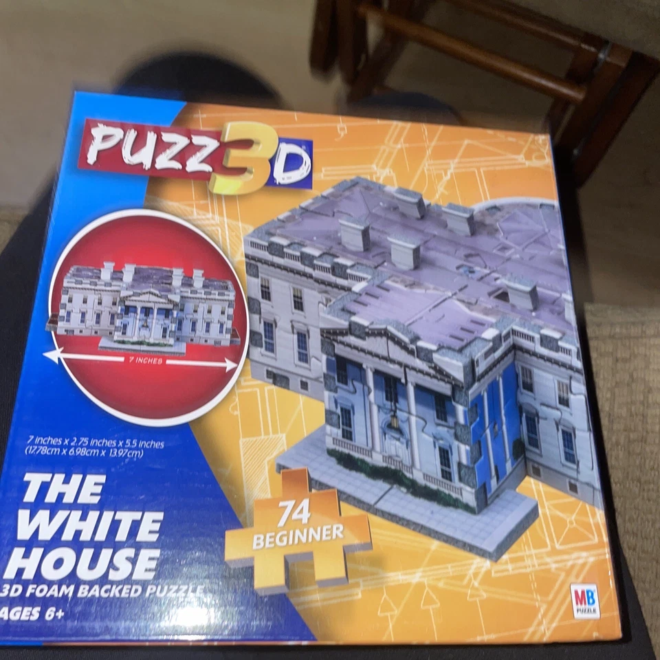 Puzzle 3D La Casa Blanca Puzzle Principiante 74 piezas nuevo rompecabezas 8+ Milton Bradley Foto 1 de 1