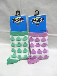 2 Pairs of New Peeps Youth Chick Socks Green and Purple Childrens Easter - Picture 1 of 3