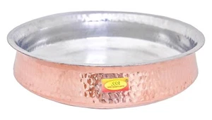 Pure Copper Hammered Lagan Handi Chaffing Dish Pan with Tin Lining (5 Liters) - Picture 1 of 5