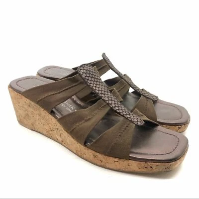 Donald J Pliner Clare cork platform slide sandals strappy faux snakeskin size 8 Foto 1 de 4