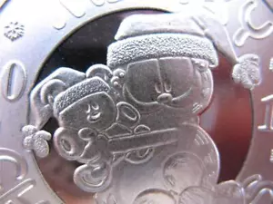 1-OZ 2014 CHRISTMAS ENGRAVABLE PAWS GARFIELD & TEDDY BEAR .999 SILVER COIN +GOLD - Picture 1 of 10