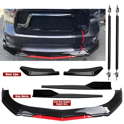 For Dodge Ram 1500 Front Rear Bumper Lip Spoiler Splitter Glossy Black Body Kits - Image 1 of 4