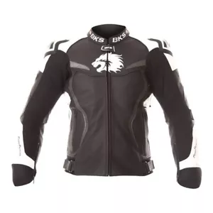 BKS Evolution Pro Leather Motorcycle Jacket Black White - Picture 1 of 4