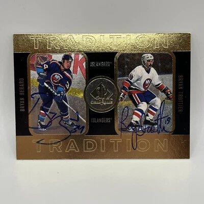1997-98 SP Authentic Signs of Tradition Bryan Berard / Bryan Trottier #4 /352 - Image 1 of 2