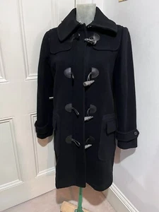 Lauren Ralph Lauren black duffle coat sz M 100% wool - Picture 1 of 9