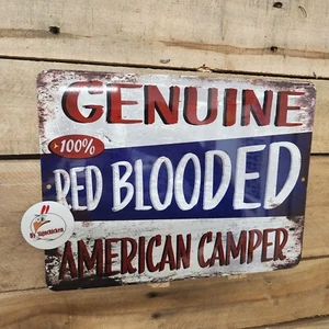 Letrero de cámper americano de sangre roja, camping, autocaravana, caravana, senderismo, aire libre, fogata - Imagen 1 de 1