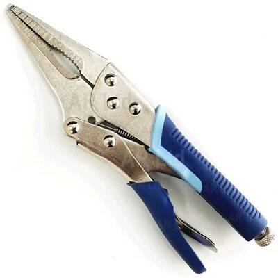 TOOLZONE Long Nose Locking Pliers. Long Nose Mole Grip Vice Clamp 9" Adjustable Wrench