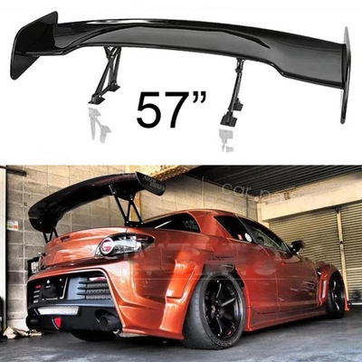 For Mazda RX-8 Glossy 57" Rear Trunk Spoiler Racing Wing GT-Style Adjustable - Image 1 of 4