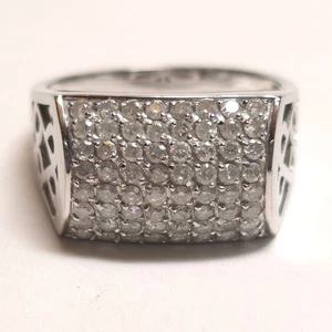 American Ring Co 1.00ctw Natural Diamond 14k White Gold Pave Cluster Ring Size 9 - Picture 1 of 11