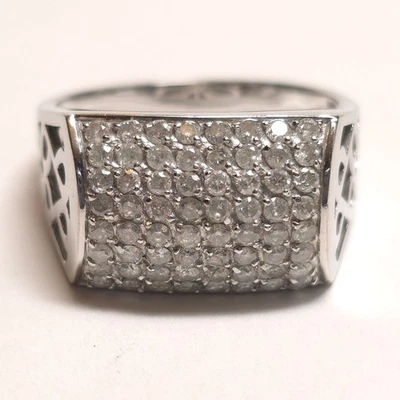 American Ring Co 1.00ctw Natural Diamond 14k White Gold Pave Cluster Ring Size 9 - Image 1 of 4