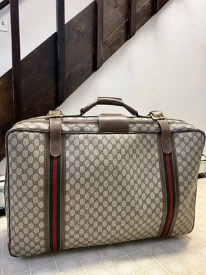 Maleta de viaje Gucci Shelly Web vintage años 70 equipaje bolso grande Foto 1 de 4
