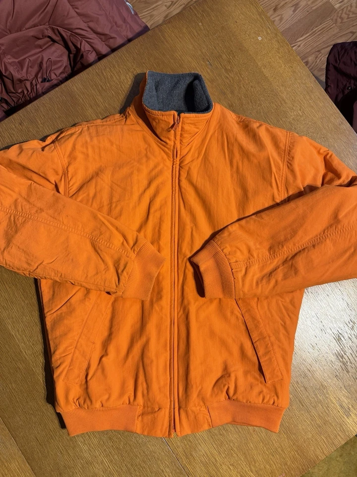 Chaqueta J.Crew S Hecha en EE. UU. Naranja Nylon Forrada en Vellón Bombardero Cremallera Completa De Colección Foto 1 de 4