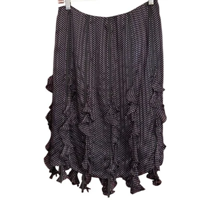Falda Kay Unger Seda Lunares Volantes De Colección Años 90 Capricho Midi Corea Talla 4 Foto 1 de 4