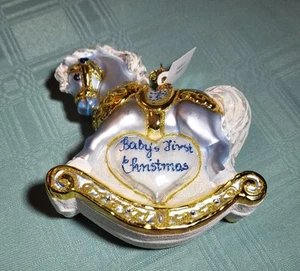 Christopher Radko Babys First Christmas Foal Blue Rocking Horse Ornament 1020687 - Picture 1 of 5