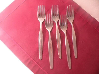 Set Of 5 Dinner Forks Reed & Barton Select Stainless Steel ELKE II 7 3/8" - Image 1 of 4