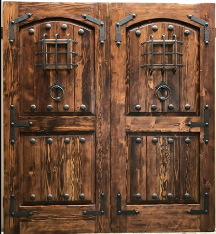 Rustic reclaimed lumber DOUBLE square door solid wood story book castle winery Cover