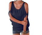 Women's Cut Shoulder Top Oversized Vest Top Casual Summer  Jersey UK 8 / S  NAVY
