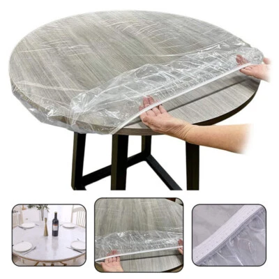 Round Waterproof Table Cover Cloth Fitted-Protector Tablecloth Anti-Scald Home - Image 1 of 4