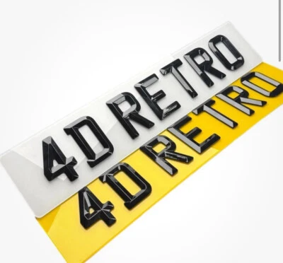 4D UK RETRO NUMBER PLATES - BEVELLED DIAMOND PLATES (PAIR) ROAD LEGAL - PAIR — 第 1/3 张图片