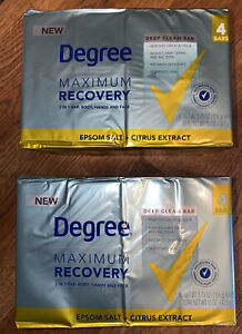 Degree Maximum Recovery Deep Clean Bar Soap Epsom Salt Citrus Extract 8 Bars NEW