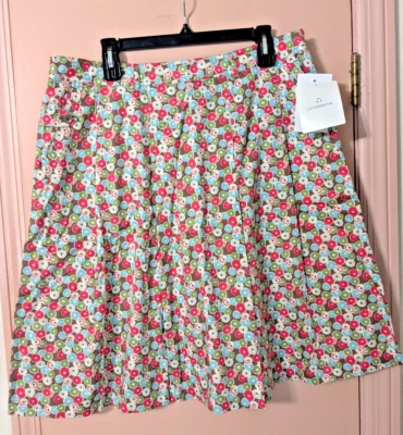 Liz Claiborne SKIRT Floral Cotton Vintage NWT Size 16 Tan-Cream-Pink-Blue-Green - Image 1 of 4