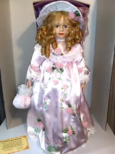 Porcelain Doll Collectible Memories 24" w/ Stand, Bag, Pink Spring Easter Dress - Picture 1 of 6