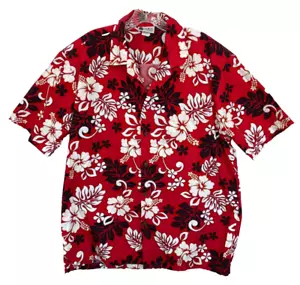 Aloha Republic Hawaiian Shirt Mens XL Red Floral 100% Cotton Made in Hawaii - Picture 1 of 10