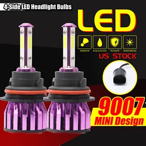 4-sides 9007 LED Headlight Kit 2000W 300000LM Hi-Lo Beam Bulbs 6000K White - Picture 1 of 12