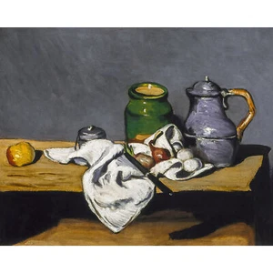 Cezanne, Still life with kettle, 1869, Lustre Canvas Print, 24" x 30" - Picture 1 of 10