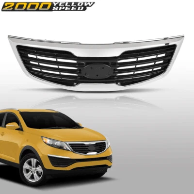 Chrome Shell w/ Gray Insert Plastic Grille Fit For 2011-2012 Kia Sportage Foto 1 de 4