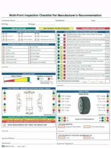 250 Multi-Point Automotive Generic Inspection Form #7291 / 8.5"x11.75" / 2 Part - Picture 1 of 1