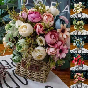 1 Bunch Rustic Retro Tea Rose Wedding Home Decor Flower Artificial Flowers DIY - Picture 1 of 17