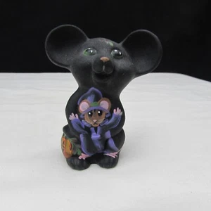 Fenton Black Satin CC HARDMAN Hand Painted Mouse Special Order LE 2019 W482 - Picture 1 of 5
