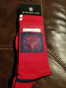 Strideline-Red- USA Mens Soccer Socks with pocket- Style n21249 New w/Tags - Picture 1 of 2
