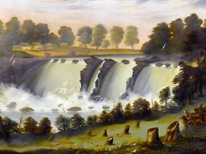 THE GENNESEE FALLS AT ROCHESTER T. Chambers Tile Mural Backsplash Marble Ceramic - Picture 1 of 14