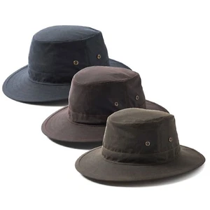 Failsworth Waxed Cotton Traveller Safari Hat 100% Cotton Olive/Brown/Navy/Hunter - Picture 1 of 6