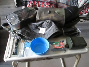 lot of army camping items in a army shoulder bag - Picture 1 of 9