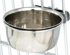 800121 Acero Inoxidable 10 oz Jaula Gallina Abrazadera Perno Taza Pájaro Perro Comida Tazón de Agua - Imagen 1 de 4