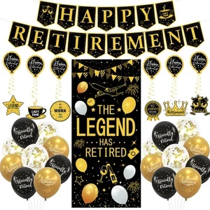 Retirement Party Decorations for Men Women, Black Gold Happy Retirement Banne... - Picture 1 of 7