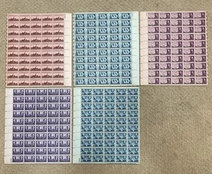 Lot of 5 Full Sheets US Stamps 3 cent MNH Scott #'s 941, 942, 943, 946, 947 - Picture 1 of 12