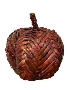 Vintage Rattan Woven Wicker Pumpkin Halloween Thanksgiving Fall Autumn Decor 9” - Picture 1 of 9