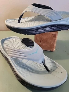 Hoka One One Mens Ora Recovery Flip Flops Stone Blue Outer Sandals Thong Size 9 - Picture 1 of 13